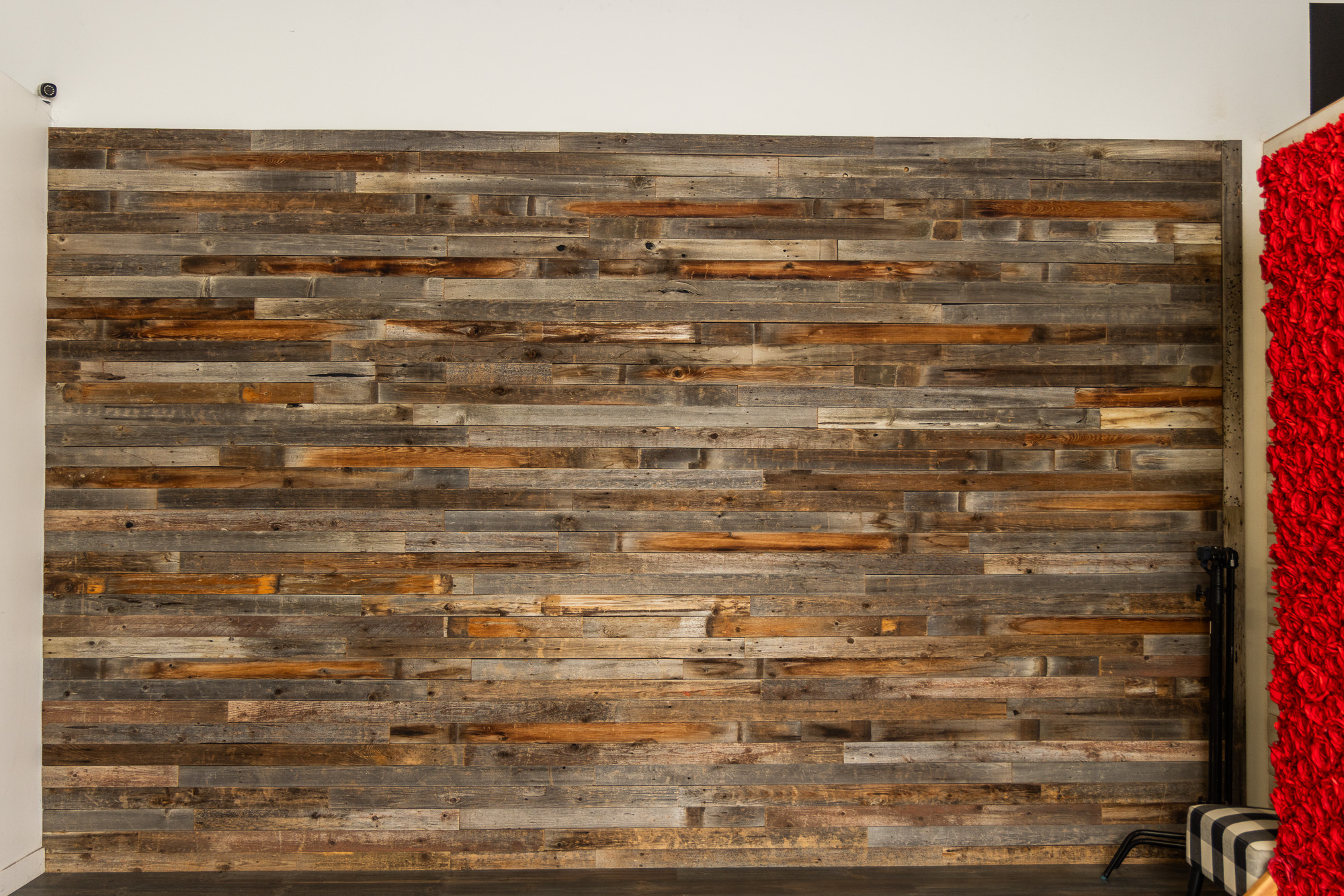 Reclaimed barnwood accent wall